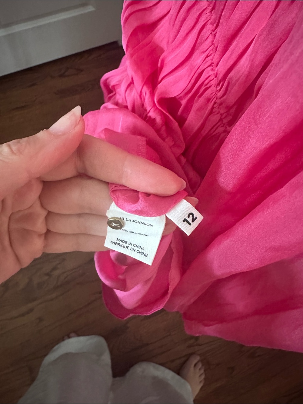Ulla Johnson Silk Pink Ruffled Pleated Dress - Picture 9 of 11